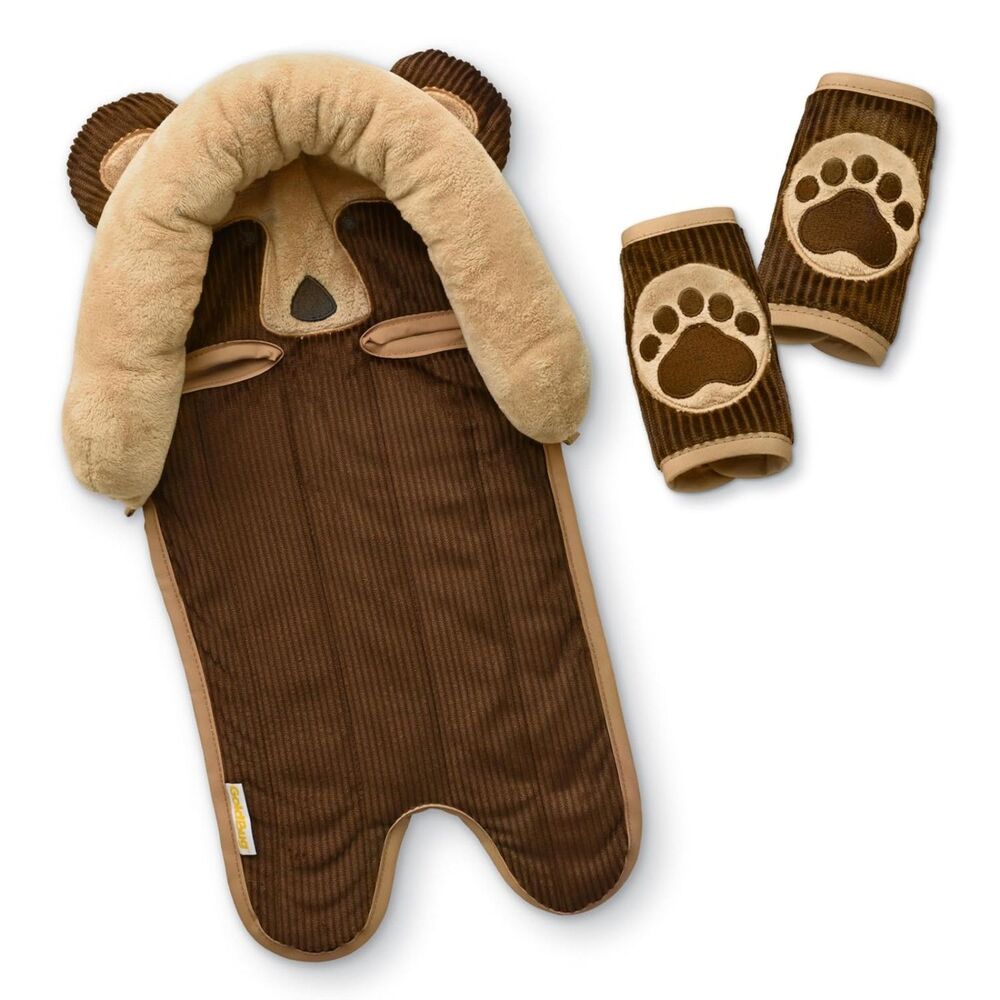 GoldBug Deluxe 2-in-1 Duo Head Support Strap Covers Bear Infant Car Seat NIB